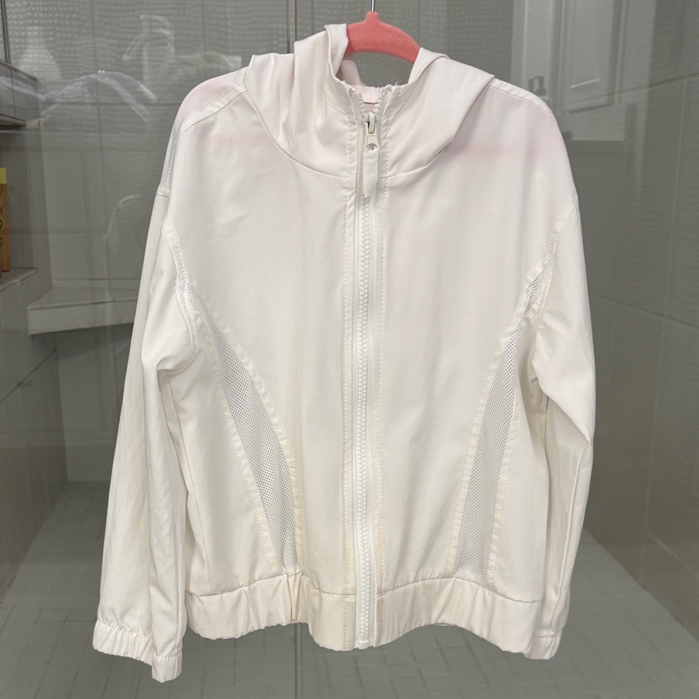 GB girls White Lightweight Zip-Front Hooded Windbreaker Jacket